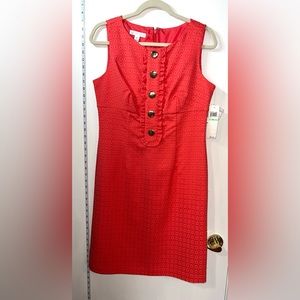New London Times Size 8 Coral Sleeveless Sheath Dress
